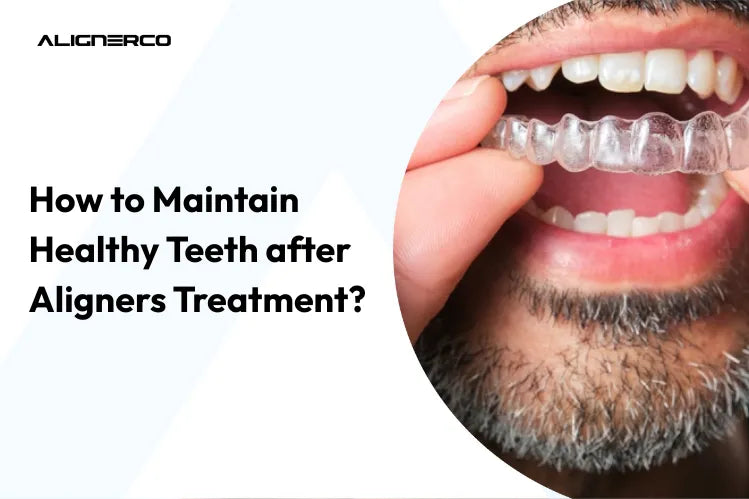 Um homem está a inserir um aparelho ortodôntico transparente.