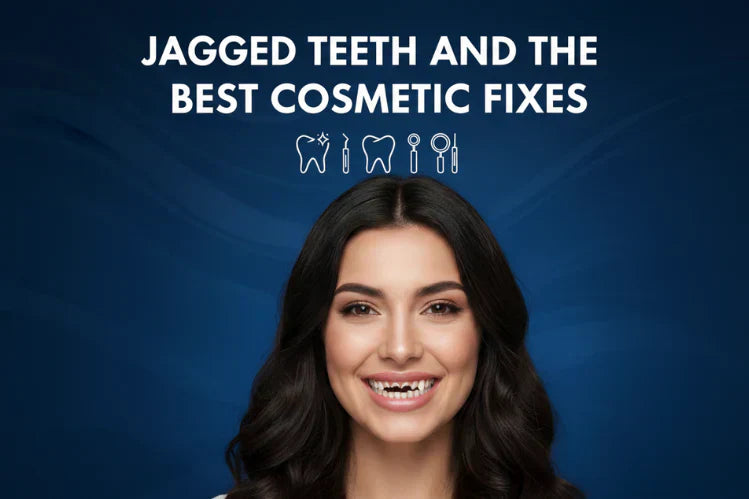 Uma menina sorridente com dentes irregulares