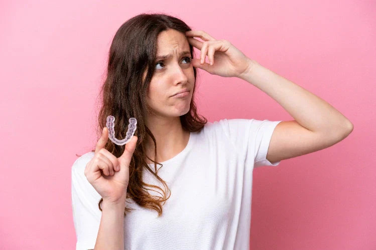 Uma mulher pensando qual contenção é melhor